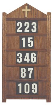 Hanging Hymn Board Small Chapels 16 inch W X